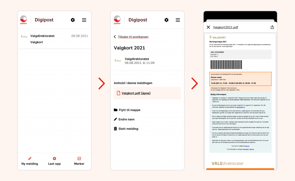 Bilde av ny meldingsvisning i Digipost