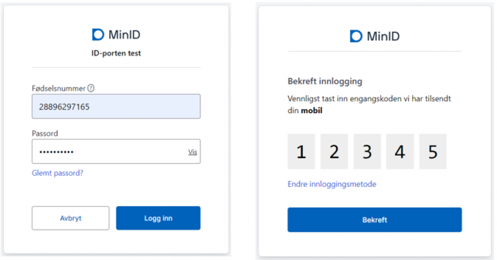 Brukargrensesnitt MinID