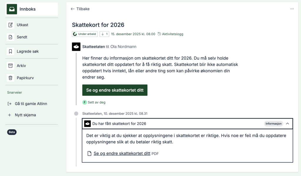 Skattekort 2026 i Altinn innboks.png